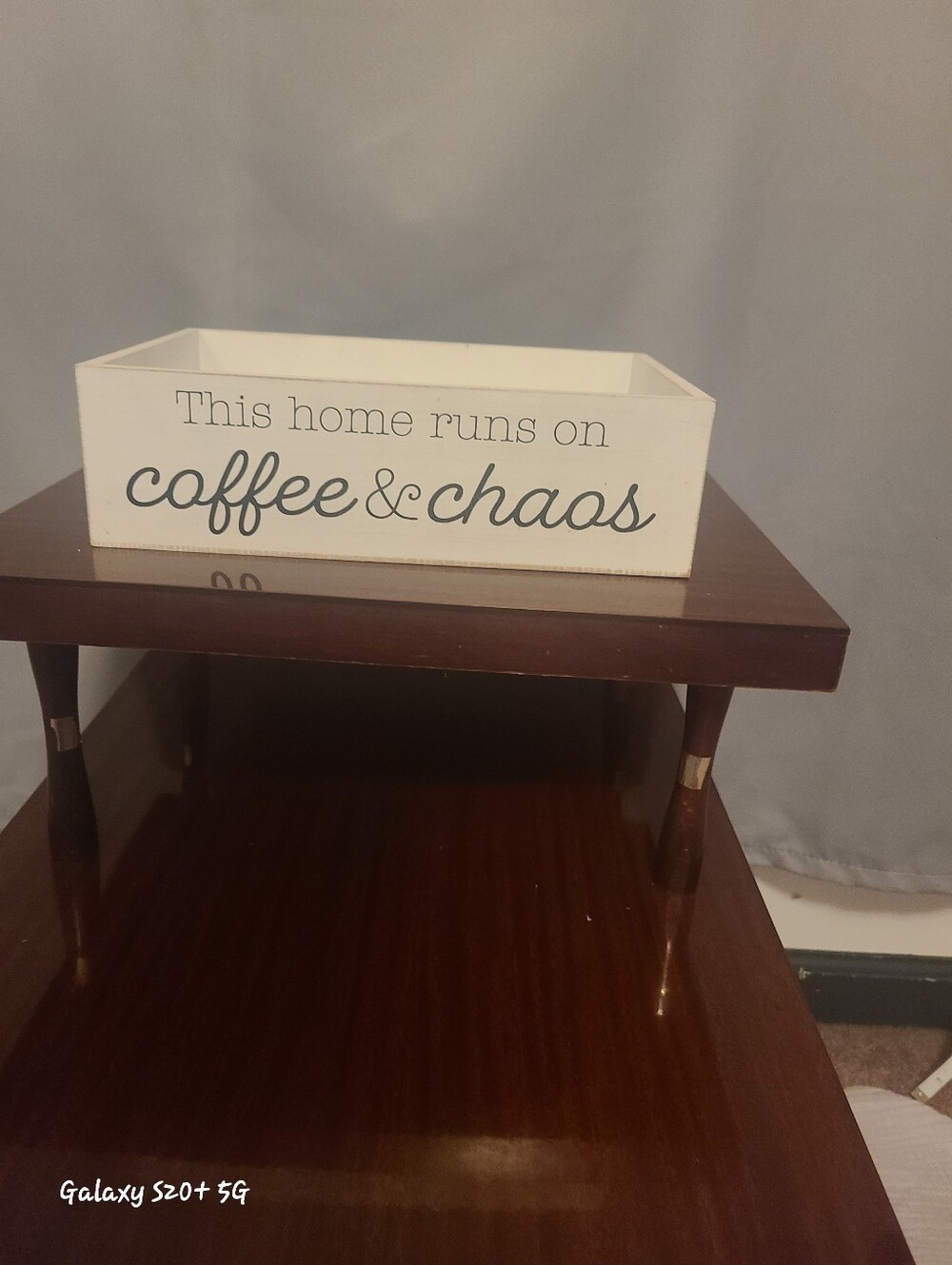 White Decorative Wooden Tray Box - Coffee & Chaos